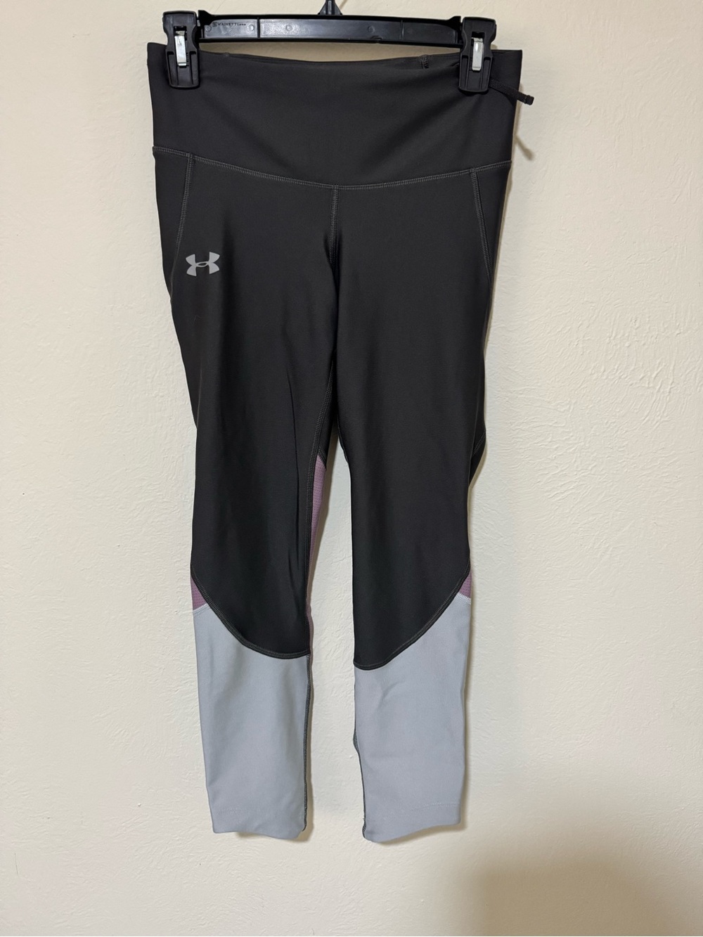 Under Armour Grey Leggings with Panels and Lavender Accents